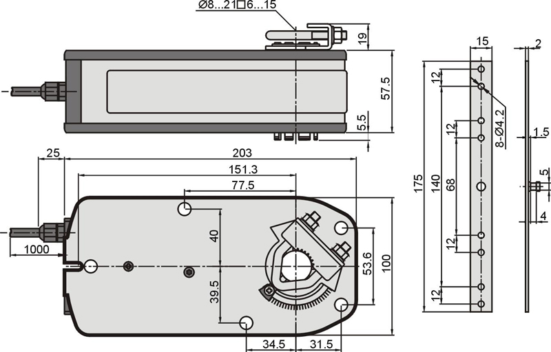 國產(chǎn)彈簧復位執(zhí)行器8Nm 外形尺寸